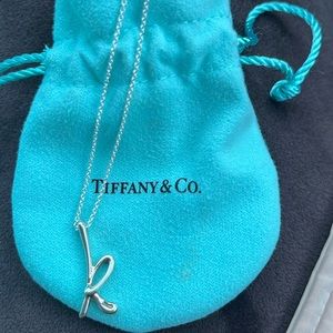 Tiffany & Co. Sterling Silver Small K Pendant 16in